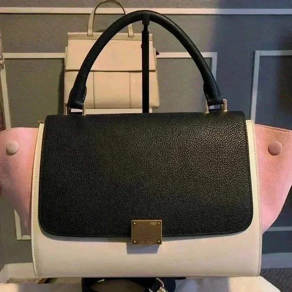 Celine Trapeze Two way black, white and pink color authentic hand bag. - Picture 1 of 15